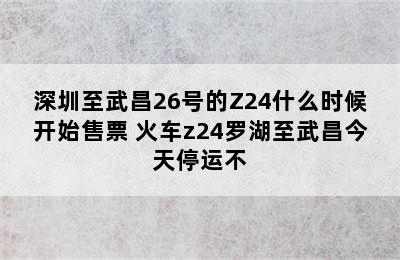 深圳至武昌26号的Z24什么时候开始售票 火车z24罗湖至武昌今天停运不